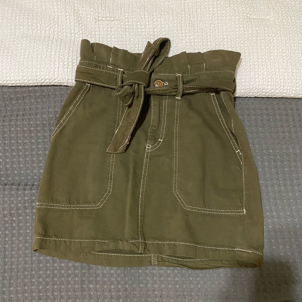 Free People olive green cargo mini skirt